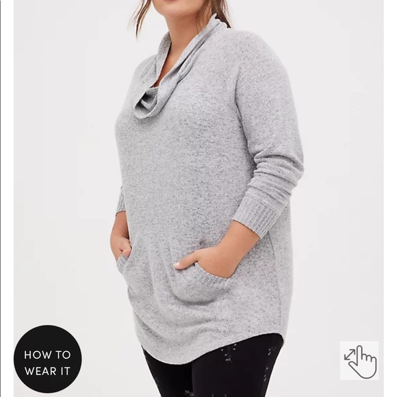 Torrid Cowl Neck Tunic Super Soft Plush Sweatshirt - Picture 5 of 6